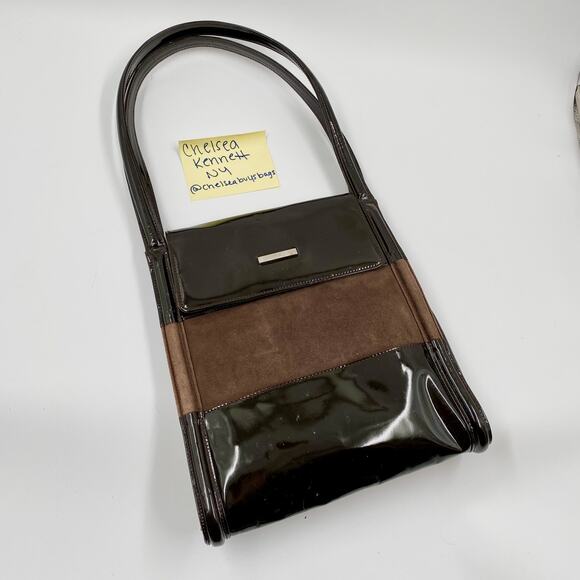 Gucci Brown Patent leather Shoulder Bag Tote Suede 90's Y2K Vintage FLAWED - Picture 3 of 15